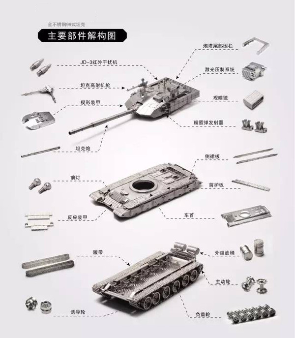 全不锈钢99式坦克模型加工-4